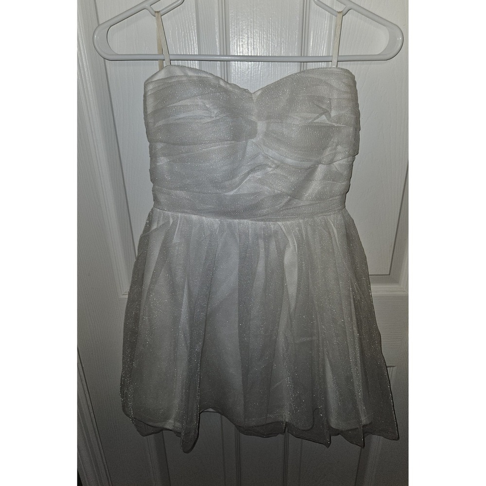 dELiA*s Glitter White Whimsical Tulle Mini/Prom Dress Size 7 Juniors